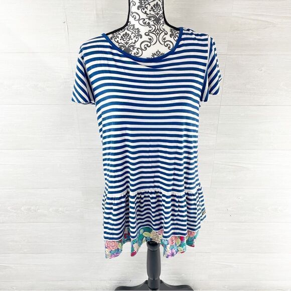 Matilda Jane Navigator Striped Floral Ruffle Top - Picture 2 of 7
